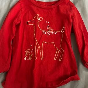Carter's Red Long Sleeve Tee with Deer Design
